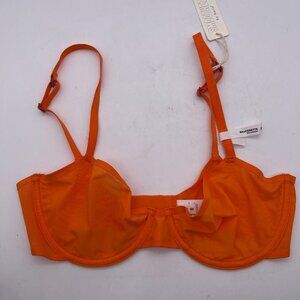 Aerie Smoothez Mesh Unlined Balconette Lightweight Bra Underwire Orange AE